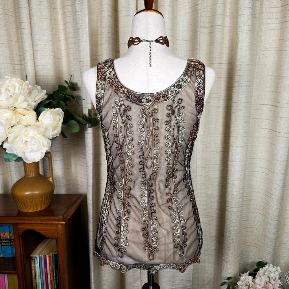 Vintage Pretty Angel Mesh Lace Boho‎ Top Grunge Fairy Y2K Size Medium Silk Blend - Picture 5 of 12